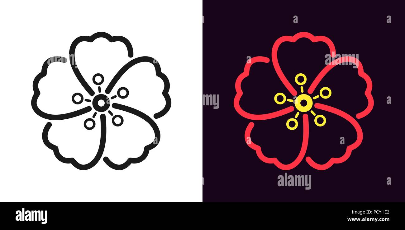 Icono de flores hawaianas en el estilo de esquema. Ilustración 