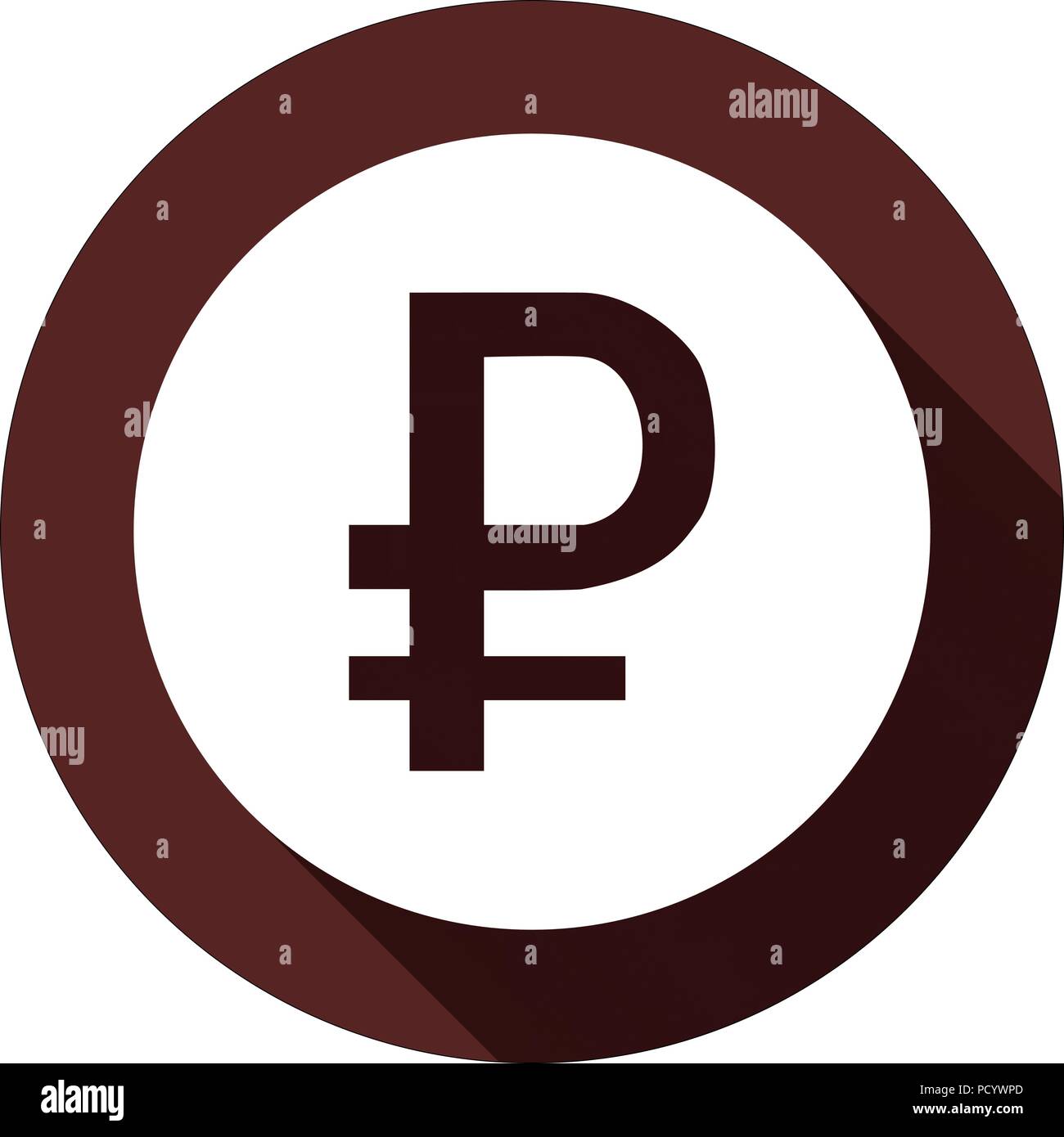 Vector. Círculo blanco con el signo del rublo ruso en el círculo de