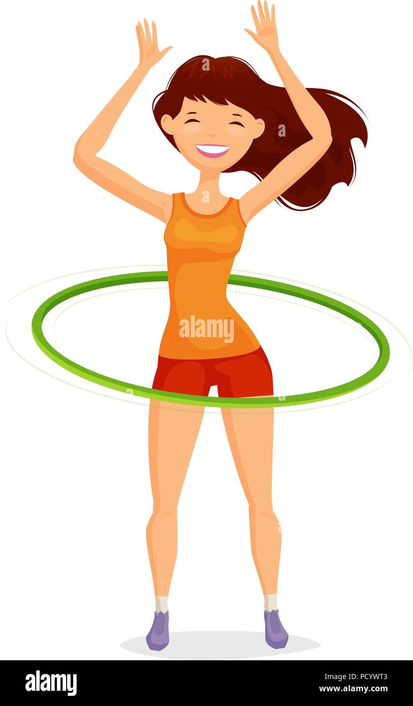 Chica jugando a hula hoop ilustración del vector. Ilustración de ajuste -  194443101