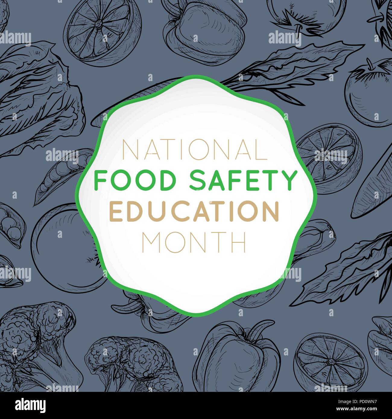 Educación sobre seguridad alimentaria nacional mes vector logo icono ilustración Ilustración del Vector