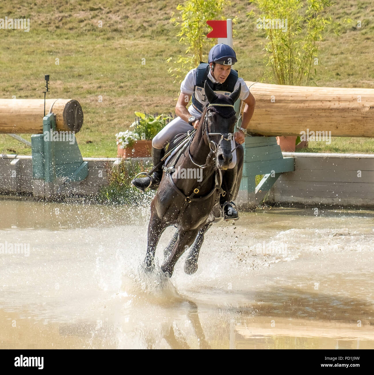 Gatcombe Park Gloucestershire Magic millones Festival British Eventing. Christopher Burton& Polystar I ganadores de la Magia millones British Open Championships 2018 Foto de stock