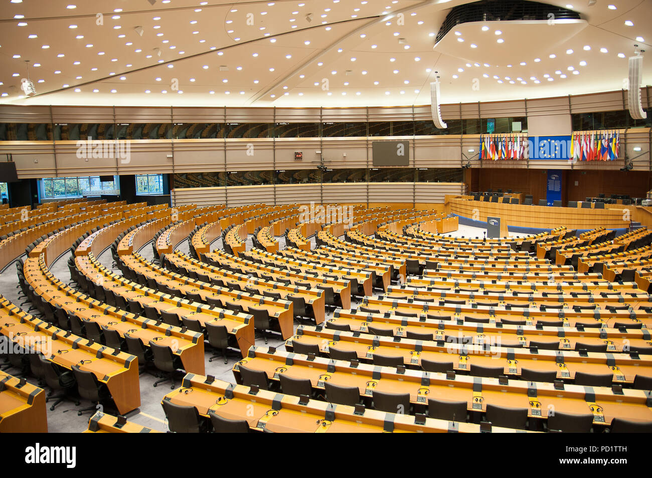 La sala circular en el Parlamento Europeo en Bruselas, Bélgica Foto de stock