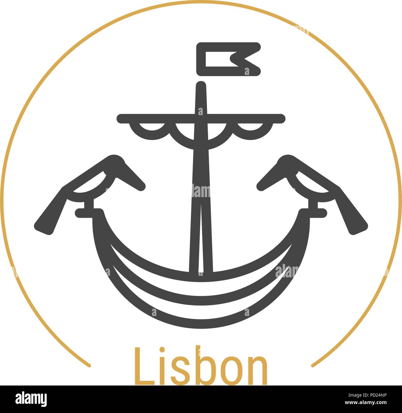 Lisboa, Portugal Línea Vector icono Ilustración del Vector