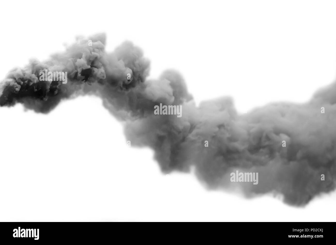 Humo negro, aislado sobre fondo blanco Fotografía de stock - Alamy