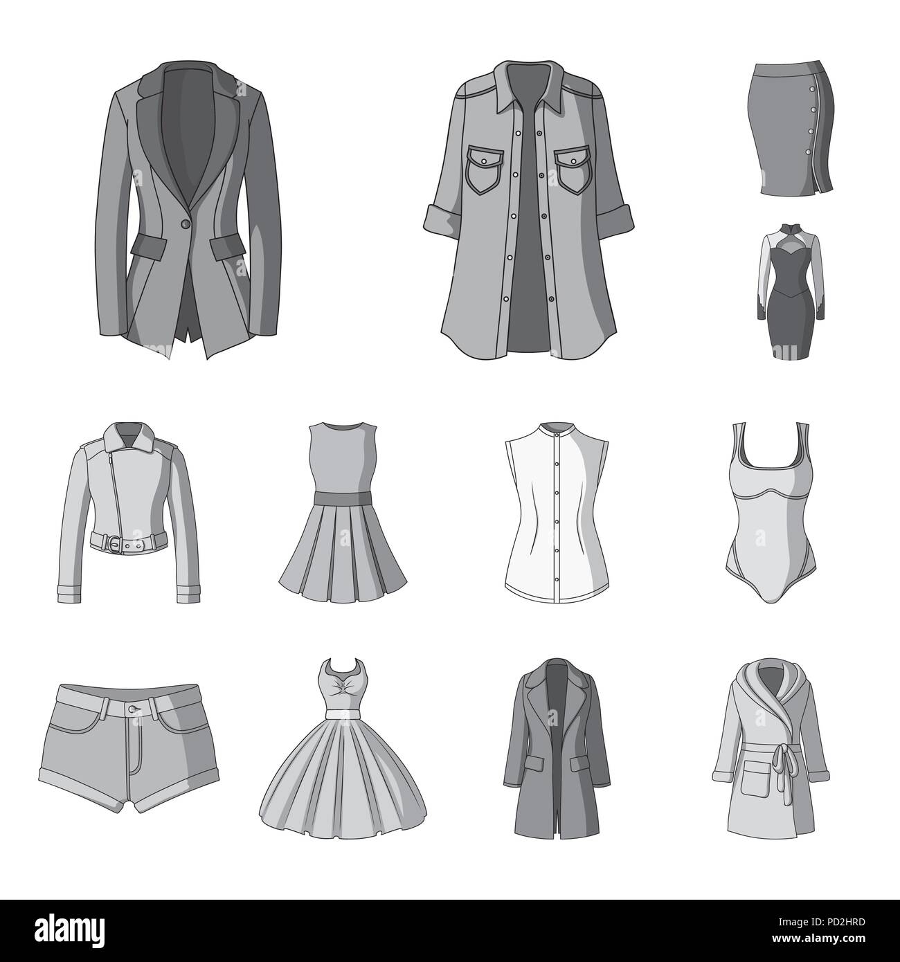 Ropa Mujer iconos monocromo en conjunto para el diseño de ropa y  accesorios.variedades símbolo vector stock ilustración Imagen Vector de  stock - Alamy