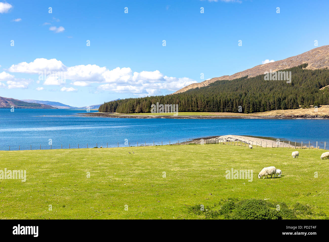 Loch na Cairidh con Isla Scalpay Foto de stock