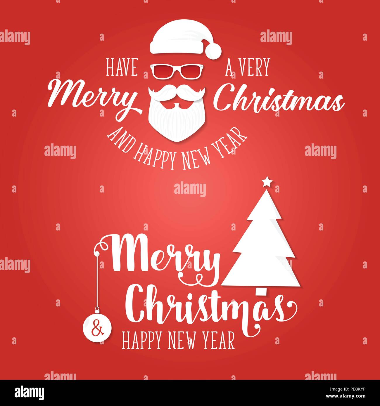 Tienen una muy Feliz Navidad y feliz año nuevo. Ilustración vectorial. Diseño de tarjetas de felicitación de Navidad, invitaciones, carteles y volantes. Ilustración del Vector
