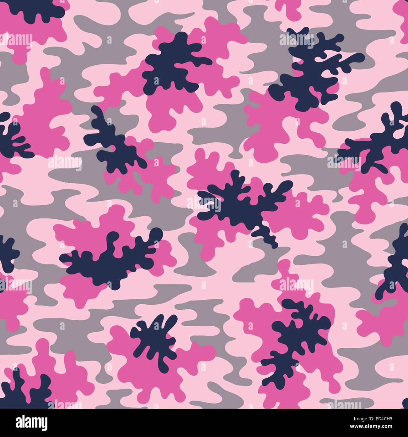 Pink Camo Vector patrón sin fisuras. Lindo color rosa, gris y azul oscuro  fondo de camuflaje. Ideal para la ropa de mujer y moda textil Imagen Vector  de stock - Alamy