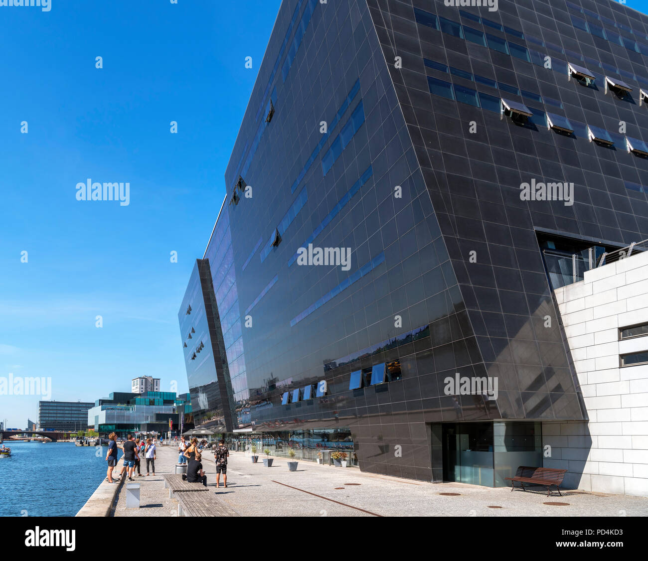 El Diamante Negro, una extensión moderna de la Royal Library ( Det Kongelige Bibliotek ), Slotsholmen, Copenhague, Zelanda, Dinamarca Foto de stock