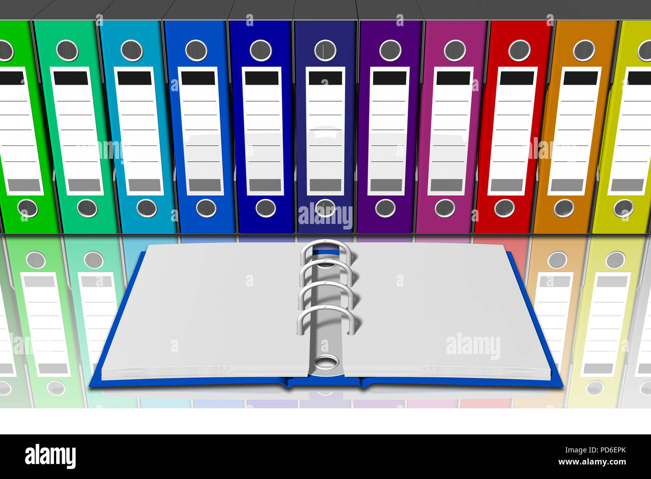 Ilustración 3D. Serie de carpetas de varios colores carteras para la  clasificación de los documentos. La base de datos Fotografía de stock -  Alamy