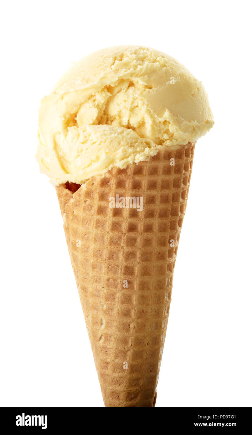 Cono de helado con helado de vainilla Fotografía de stock - Alamy