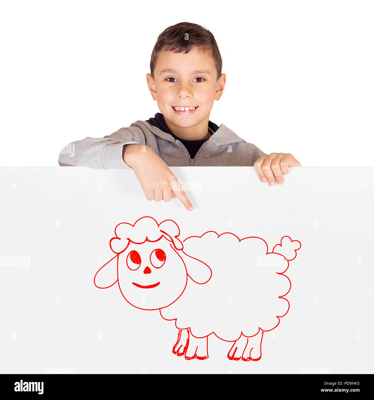 Joven mostrando una pizarra blanca con dibujo de ovejas - la celebración  del Eid ul Adha - Feliz Fiesta Fotografía de stock - Alamy