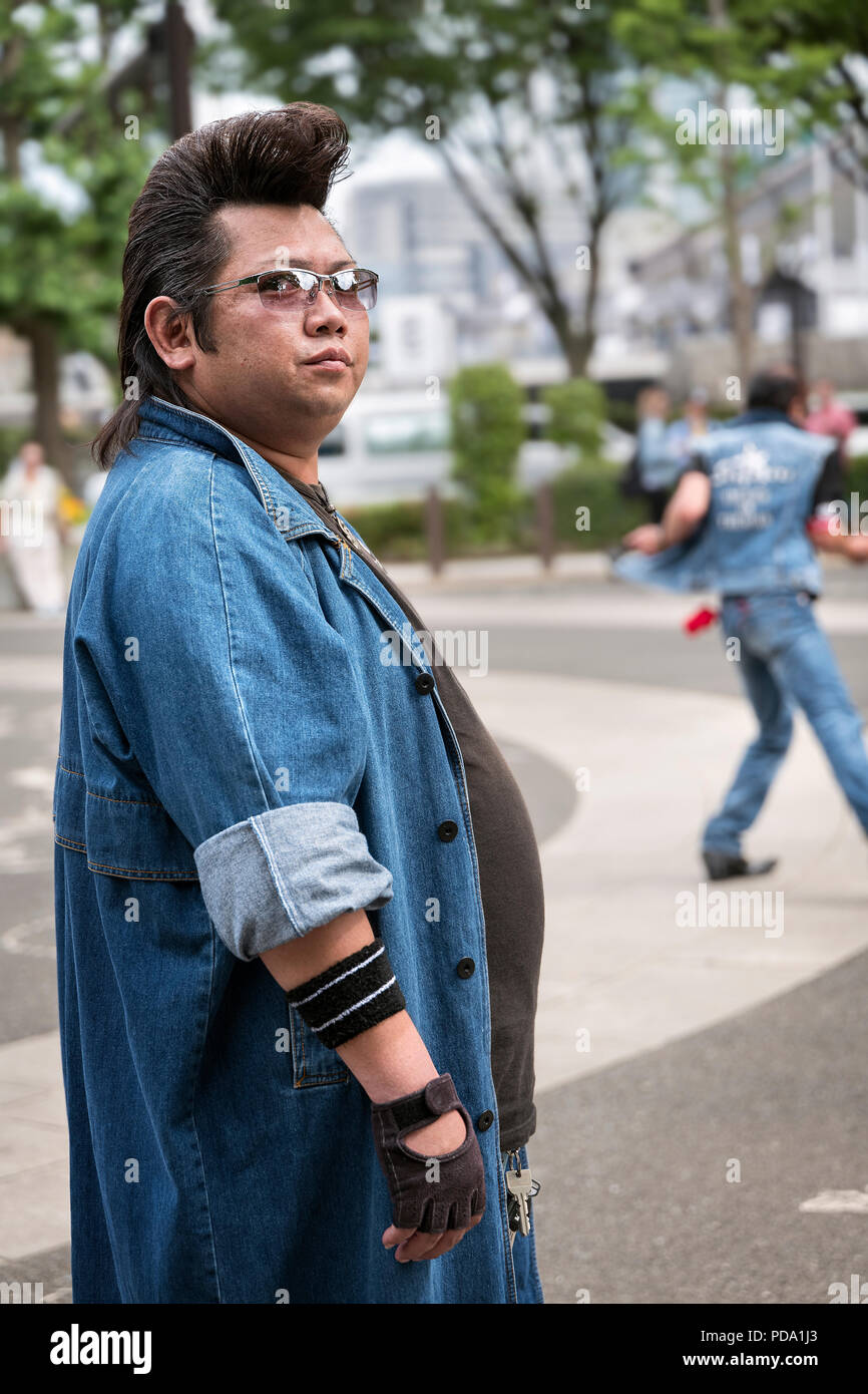 La isla de Japón, Honshu, Kanto, Tokio, rockabilly bailarines en Yoyogi Park. Foto de stock