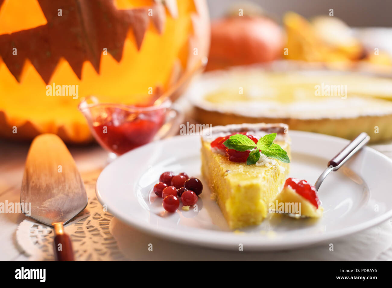 Pastel de calabaza para Halloween Foto de stock