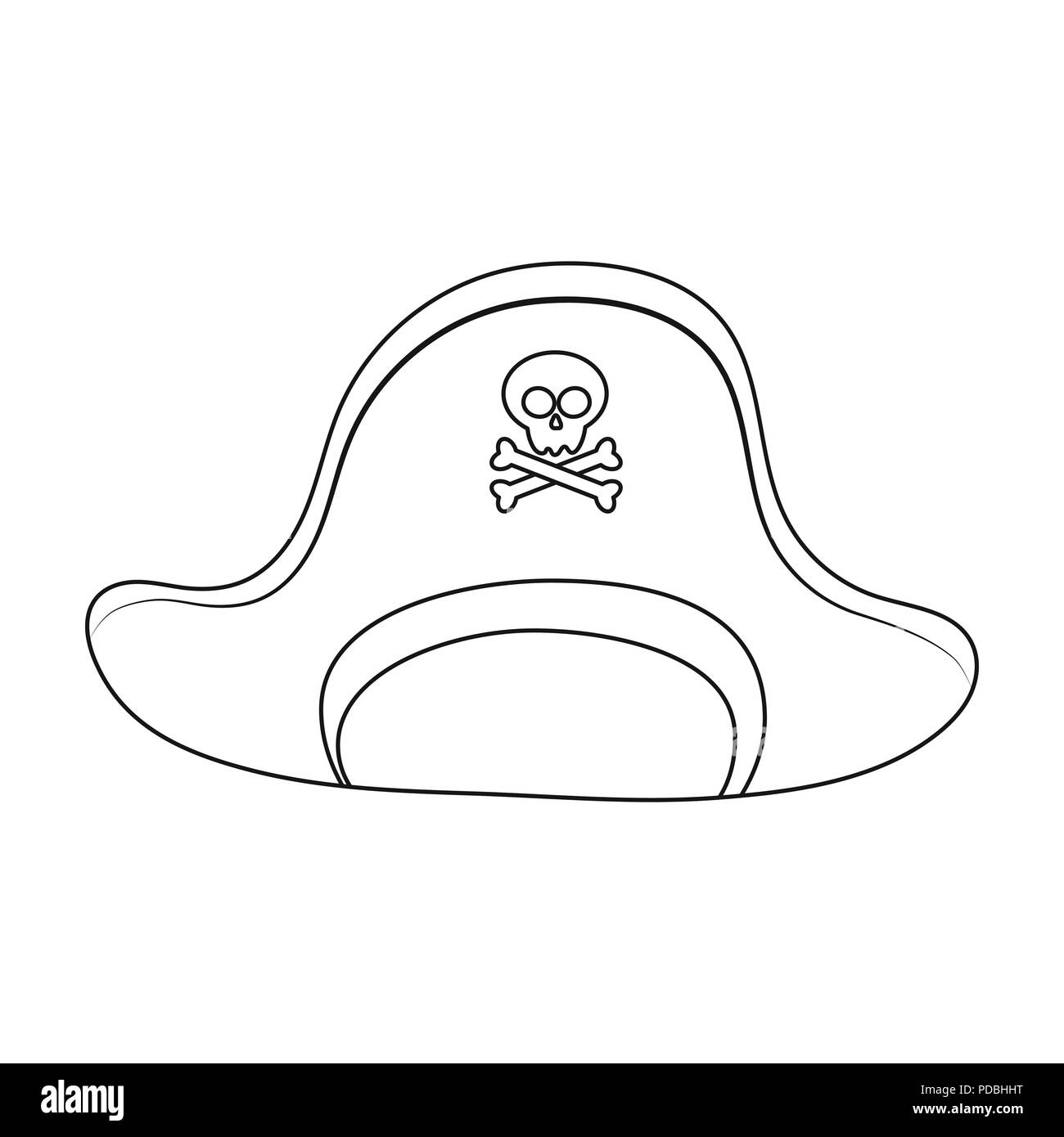 Sombrero de pirata con calavera icono en el estilo de esquema aislado sobre  fondo blanco. El símbolo de los piratas ilustración vectorial Imagen Vector  de stock - Alamy