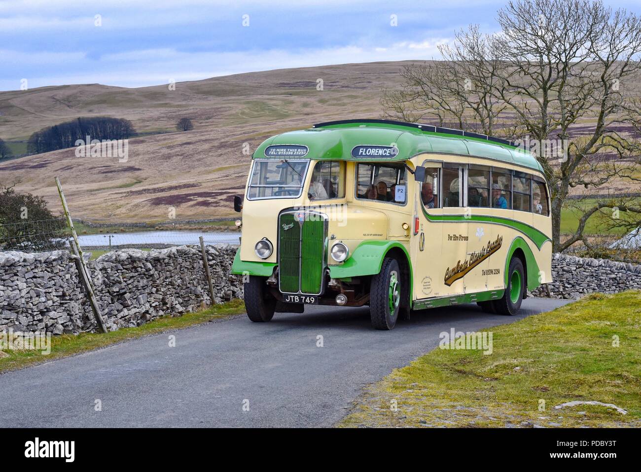 1948 AEC Regal sola baraja autobús cerca de Kirkby Stephen UK Foto de stock