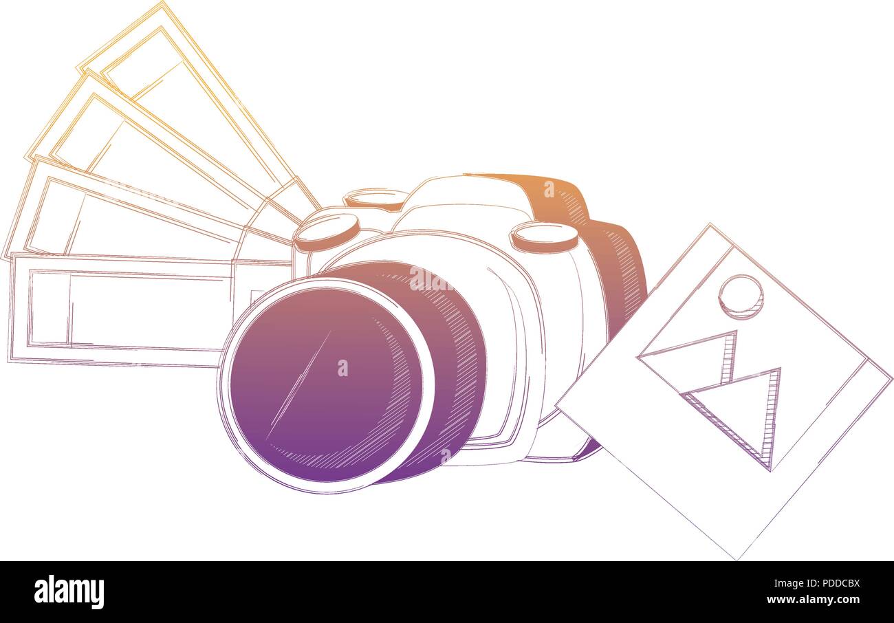 Cámara fotográfica con selector de color e imagen sobre fondo blanco,  ilustración vectorial Imagen Vector de stock - Alamy