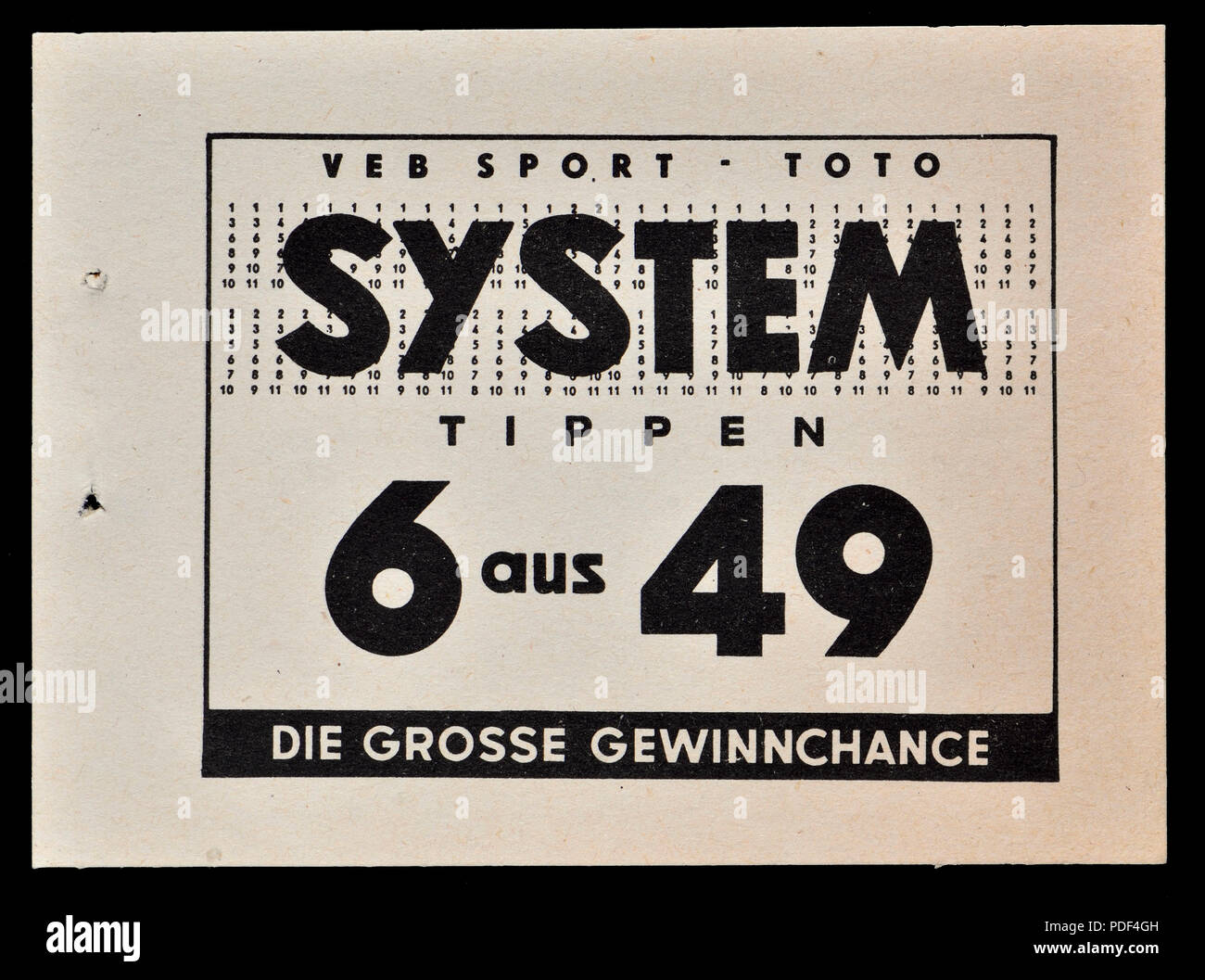 Anuncio alemán desde 1950 Este sello alemán libro: Sport Toto (lotería) Foto de stock