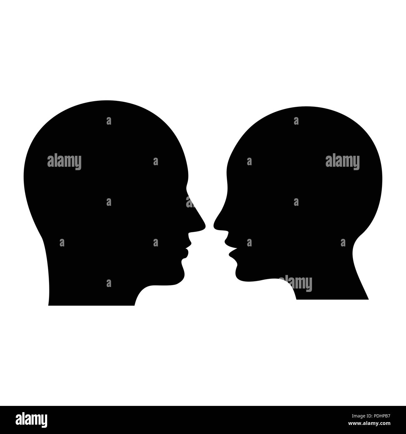 Perfil Humano Silueta Negra Del Hombre Y De La Mujer A La Cabeza Imagen Vector De Stock Alamy