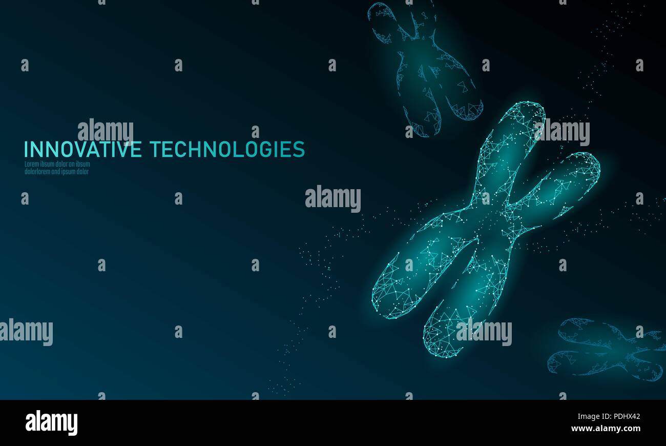 Estructura del DNA cromosómico concepto de medicina. Poli bajo terapia génica triángulo poligonal curar enfermedades genéticas. Ingeniería OMG CRISPR Cas9 innovación tecnología moderna ciencia banner ilustración vectorial Ilustración del Vector