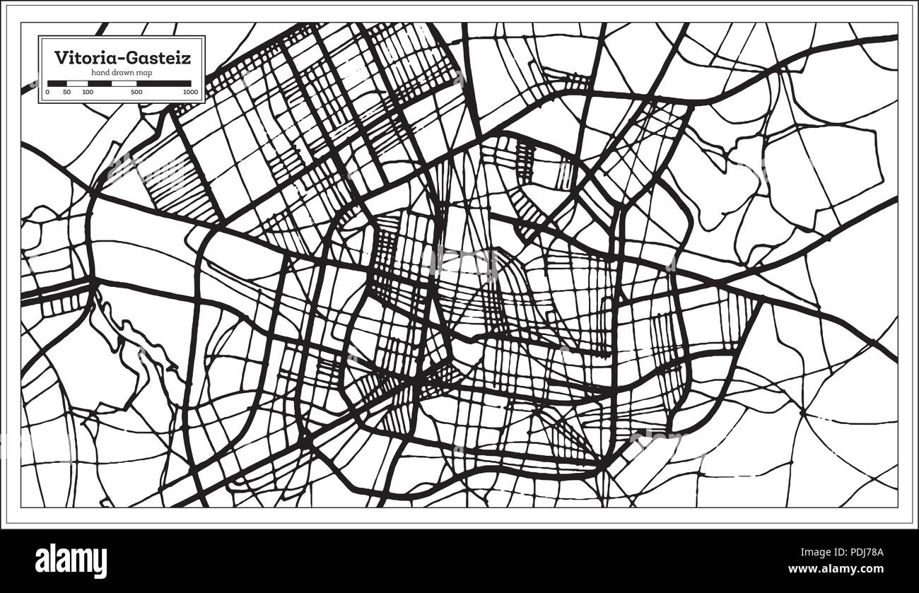 Vitoria Gasteiz España Mapa de la ciudad en estilo retro. Mapa de esquema.  Ilustración vectorial Imagen Vector de stock - Alamy