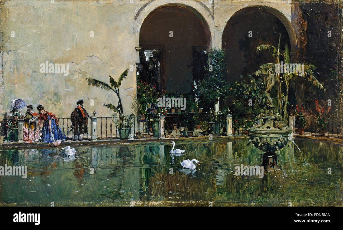 31 Raimundo Madrazo - Estanque en los jardines del Real Alcázar de Sevilla Foto de stock