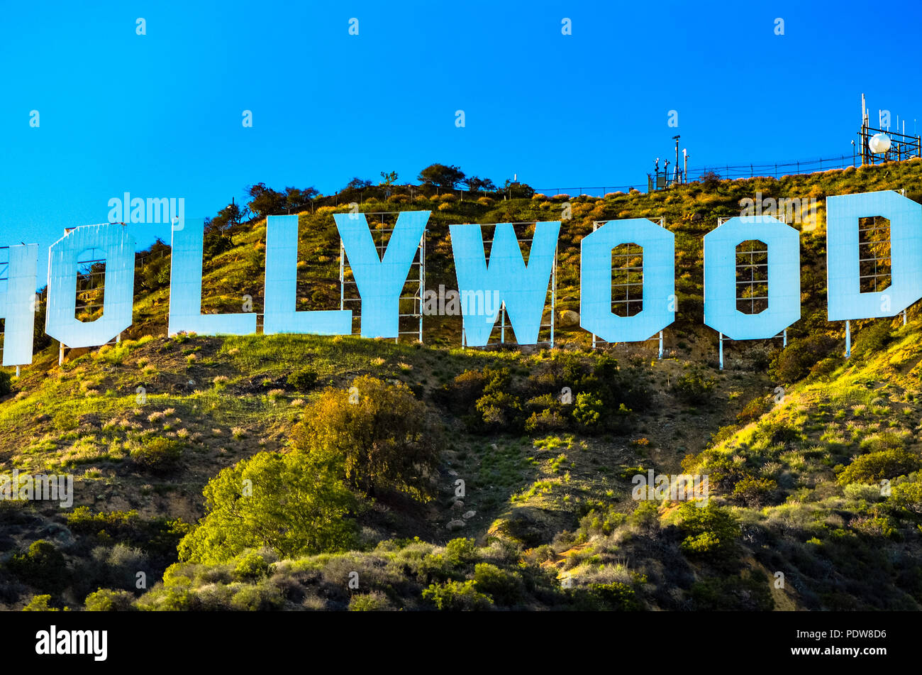 El icónico letrero de Hollywood, en las colinas de Los Angeles California Foto de stock