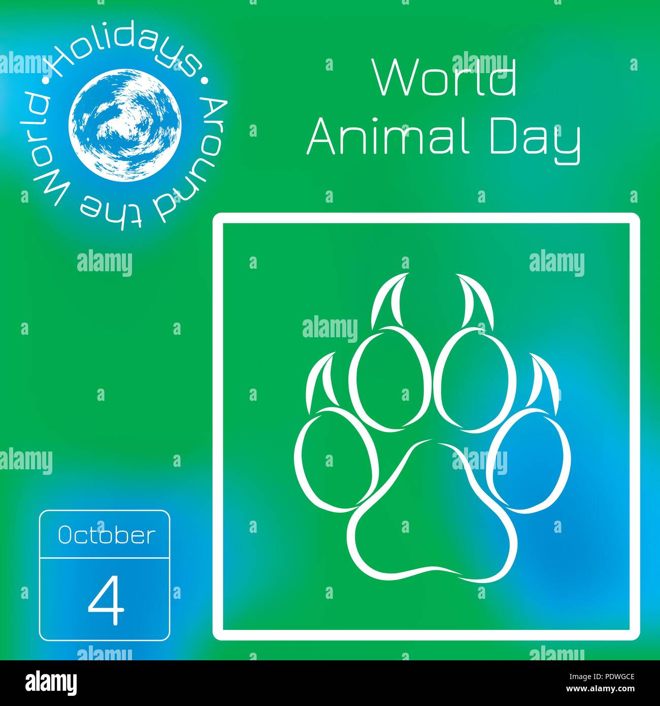 Día mundial de los animales. El 4 de octubre. El concepto de vacaciones