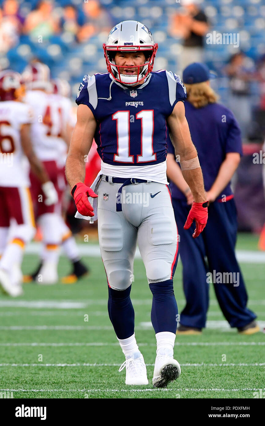 Agosto 9 2018 New England Patriots Receptor Ancho Julian Edelman 11 Se Calienta Antes De La Pre Temporada De Futbol Americano De La Nfl Juego Entre Los Washington Redskins Y Los New England