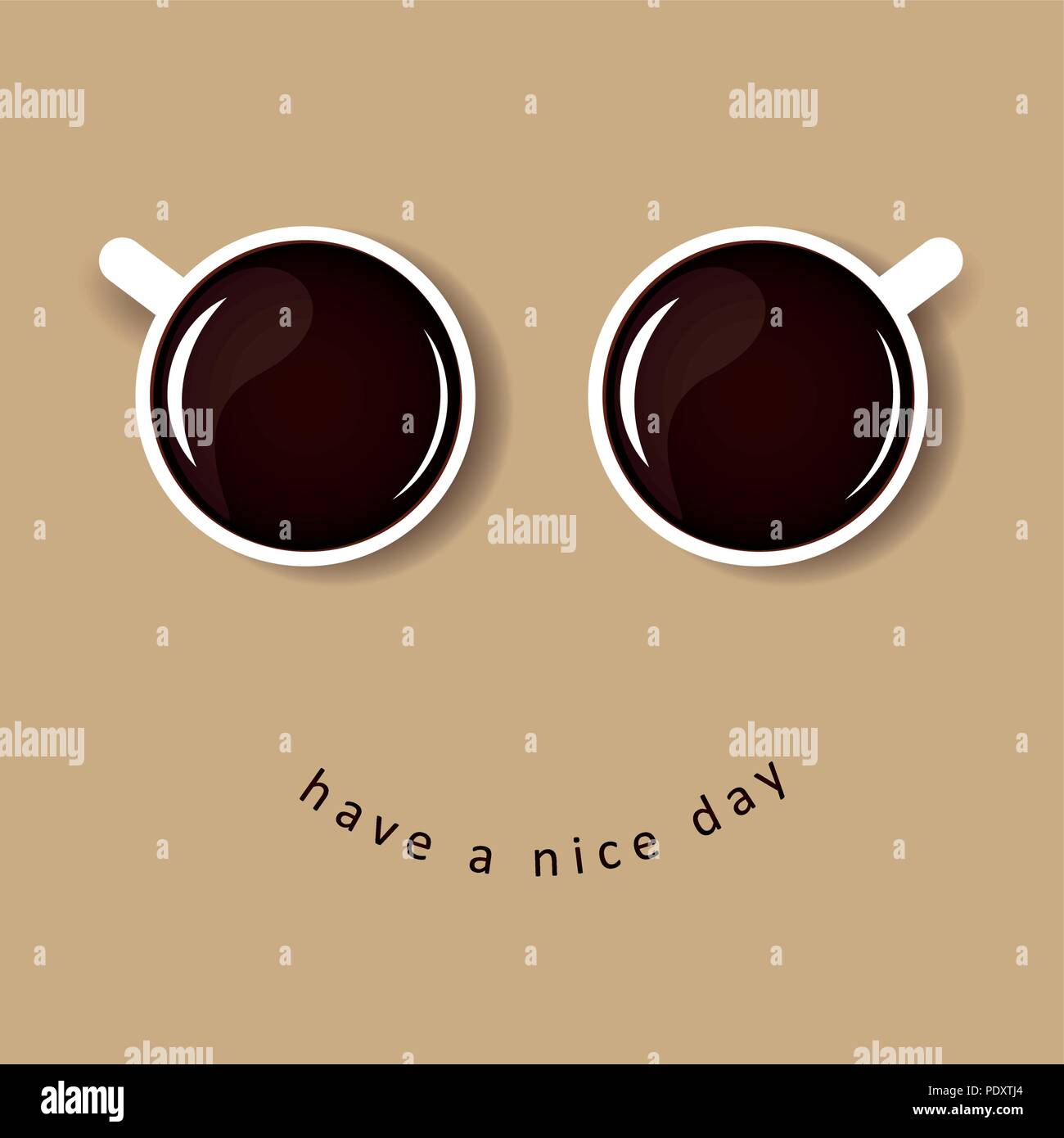 Buenos días sonriendo el café negro ilustración vectorial Ilustración del Vector