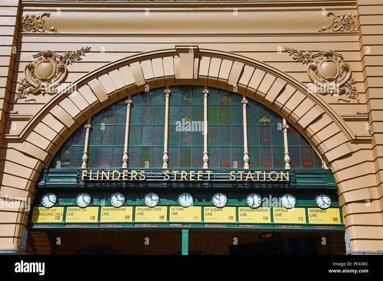 La estación de Flinders Street, Melbourne, Victoria, Australia Foto de stock