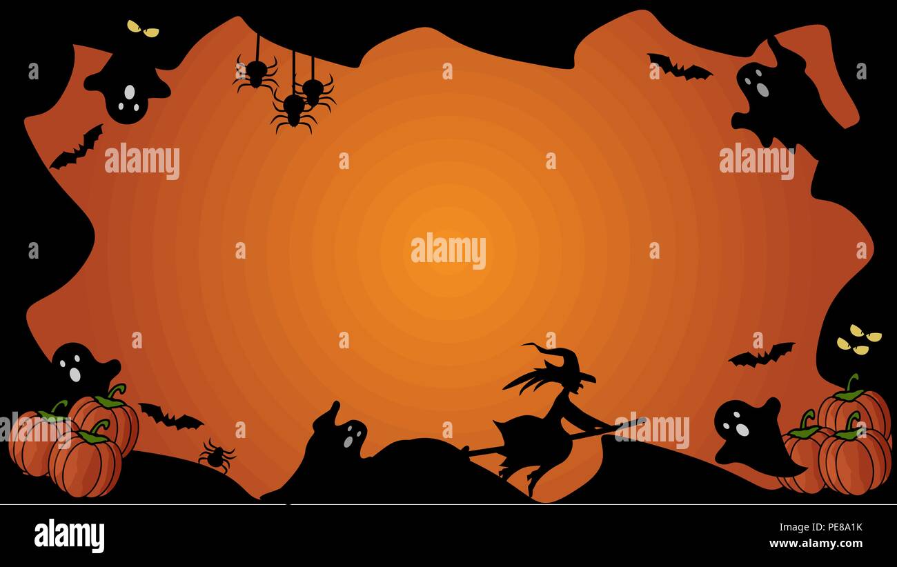 Halloween horizontal negro y naranja borde y fondo del elemento Template Ilustración del Vector
