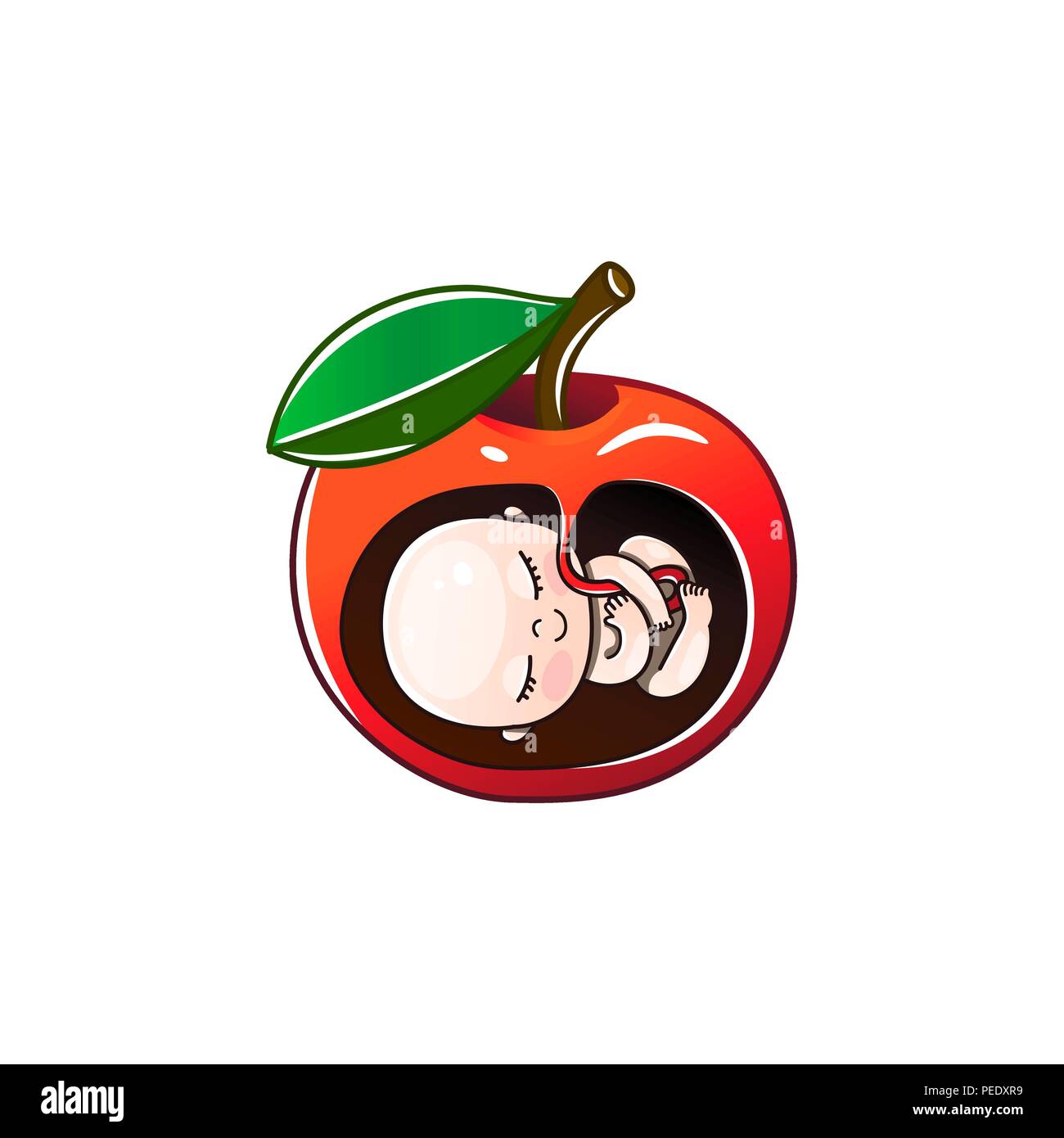 Apple y la fruta prohibida, el embarazo y el niño. Ilustración vectorial Ilustración del Vector