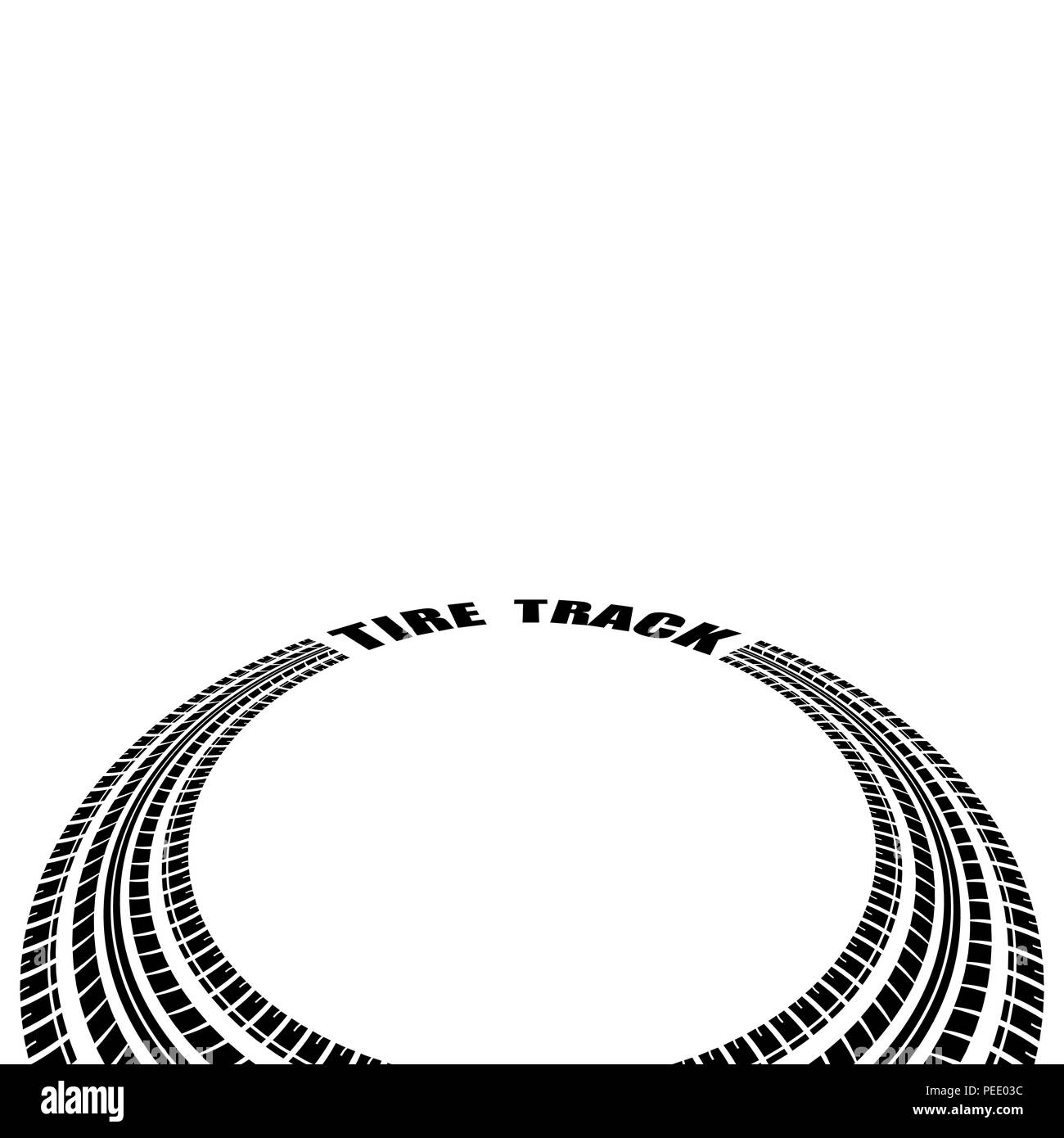 Círculo negro con fondo blanco y texto de silueta y neumáticos Ilustración del Vector
