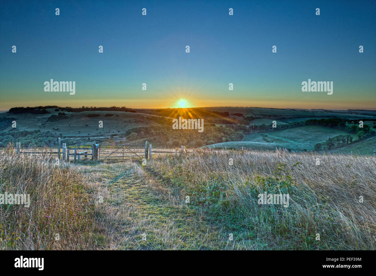 Amanecer en Devil's Dyke, Brighton, East Sussex. Uk Foto de stock