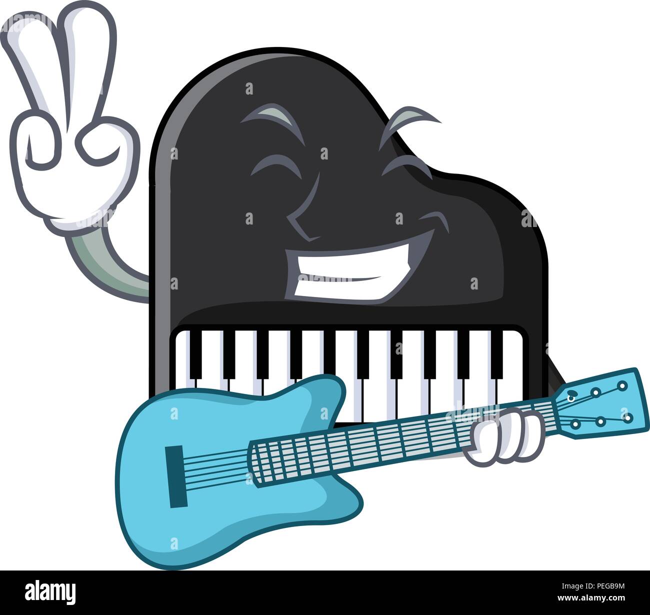 Con guitarra piano mascota estilo de dibujos animados Imagen Vector de  stock - Alamy