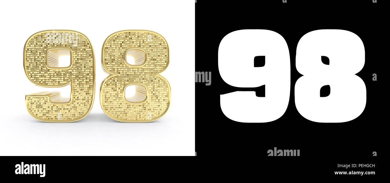 Golden Numero Noventa Y Ocho Numero 98 Sobre Fondo Blanco Con Sombra Y Canal Alfa Ilustracion 3d Fotografia De Stock Alamy