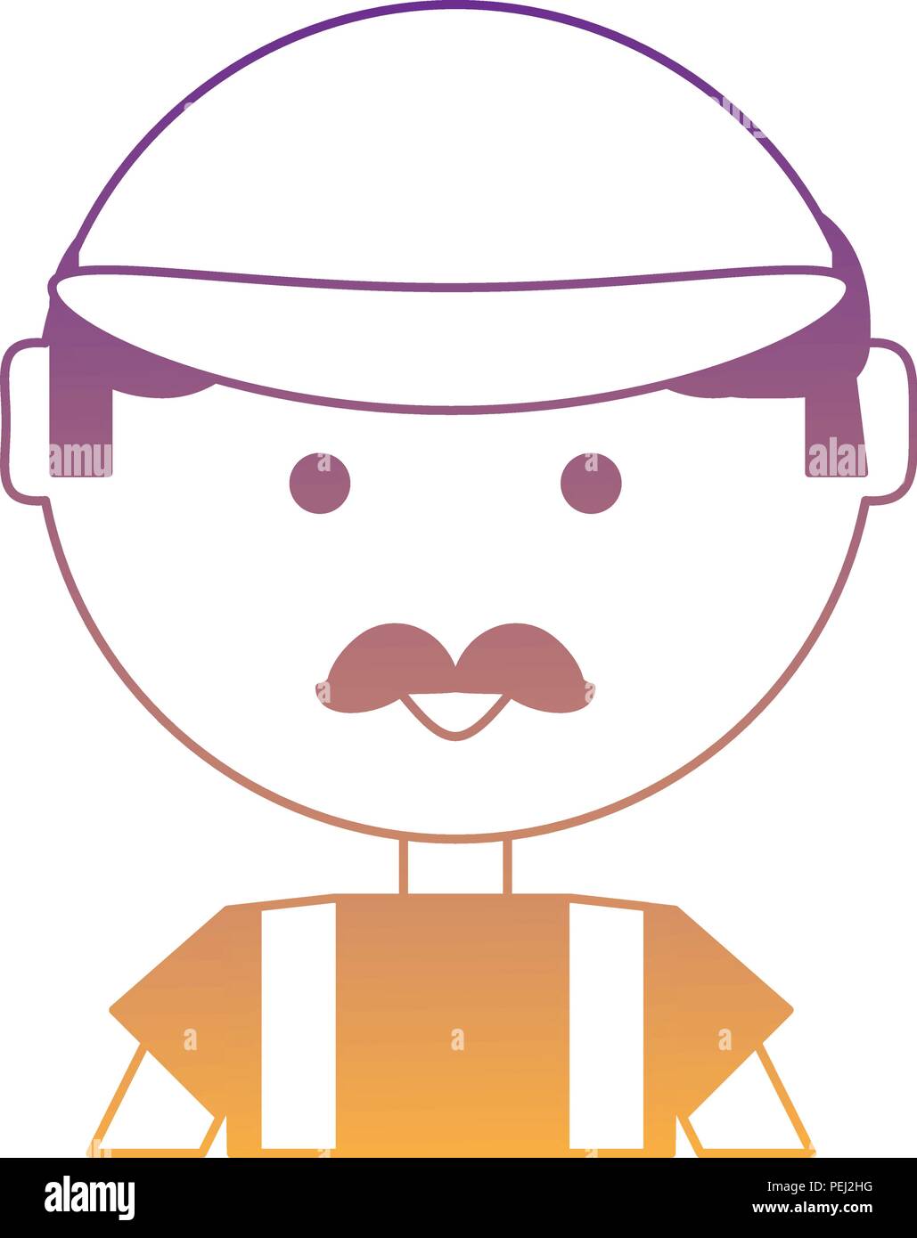 Cartoon hombre con gorra y bigote sobre fondo blanco, ilustración