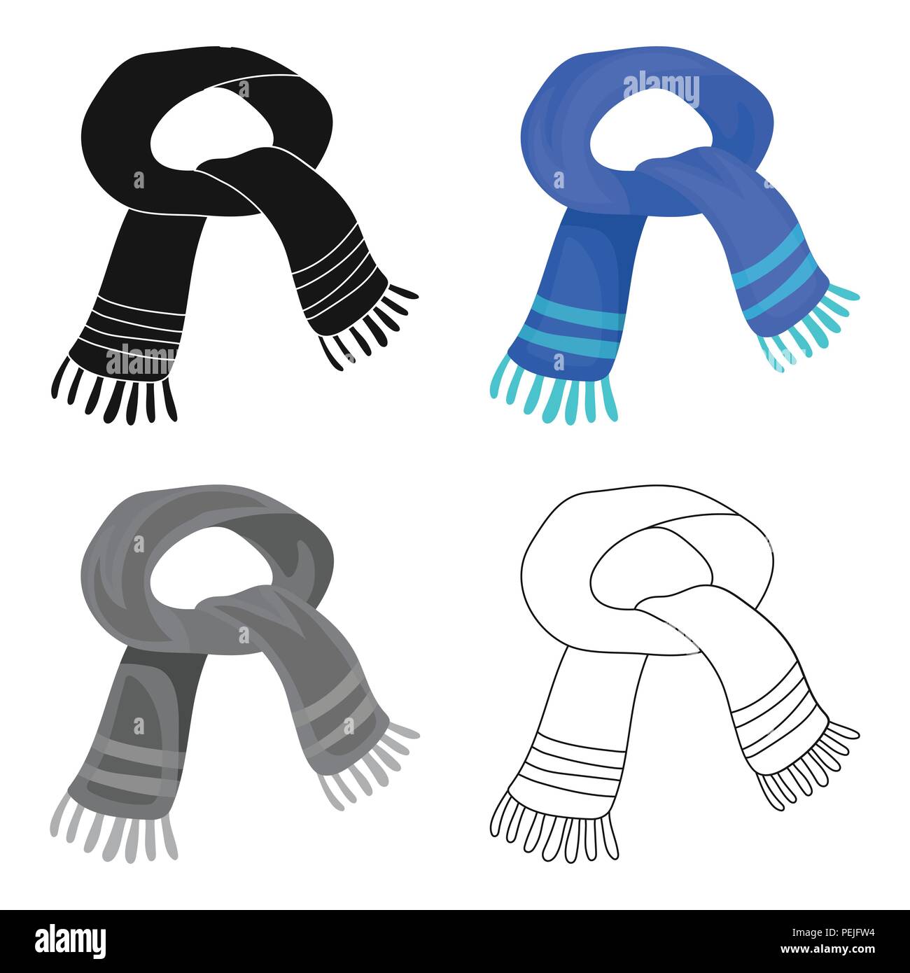 La bufanda azul.Invierno cálida bufanda de lana para el cuello.Pañuelos y  Bufandas único icono en el estilo de dibujos animados de símbolos  vectoriales ilustración web de stock Imagen Vector de stock -