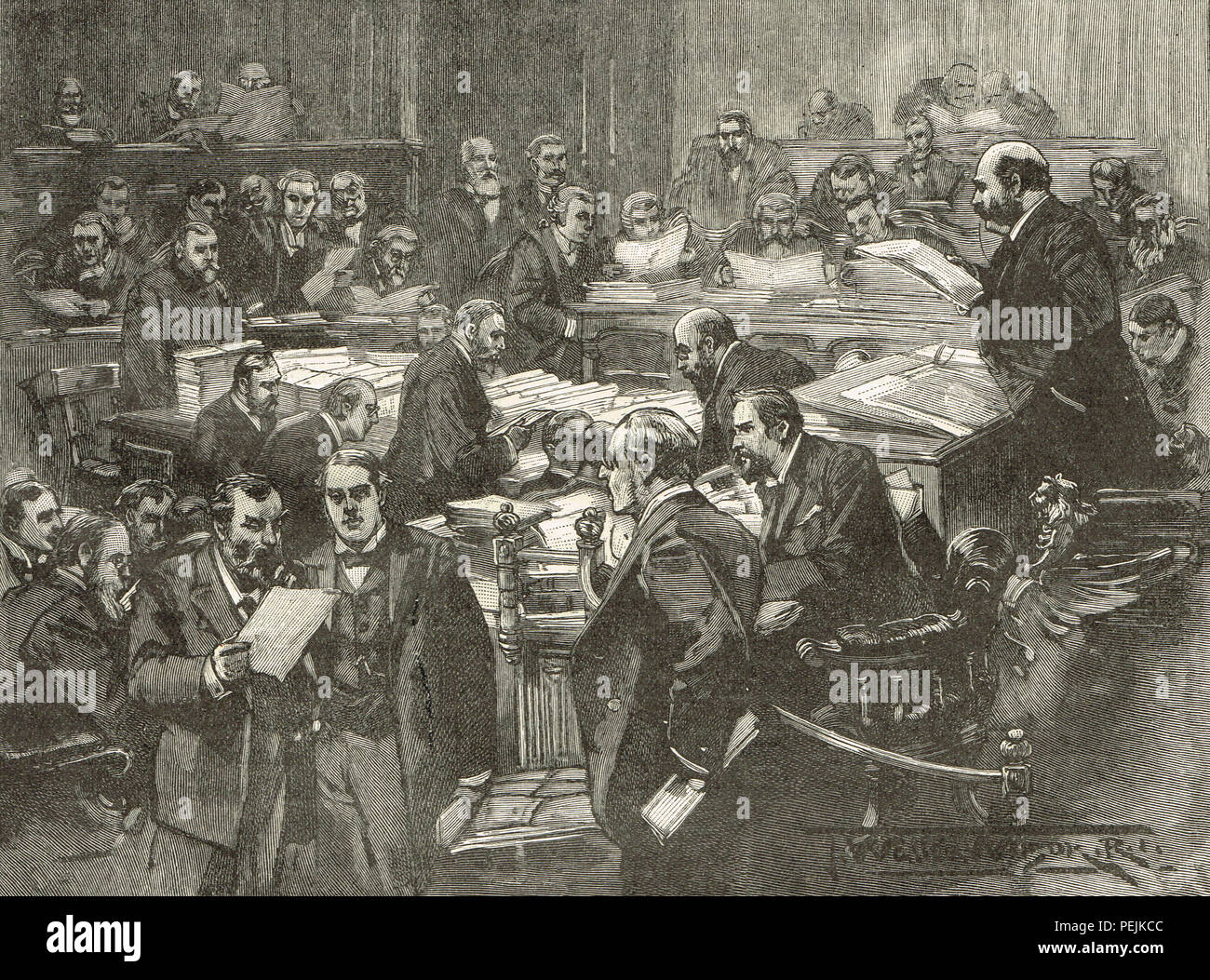 Reunión del Consejo del Condado de Londres en el siglo XIX. Foto de stock