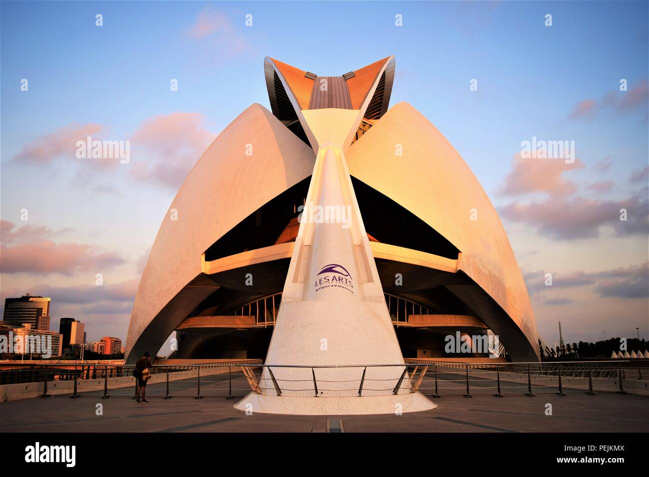 Valencia centro del arte y de la ciencia, por el arquitecto Santiago Calatrava, es una obra maestra del arte y de la arquitectura moderna, la atracción turística más popular. Foto de stock