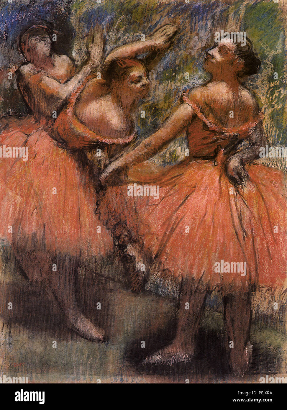 Ballet rojo faldas, Degas, Edgar Foto de stock