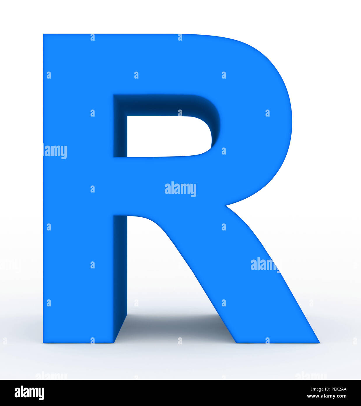 Letra R 3d aislado en blanco azul - 3D rendering Foto de stock