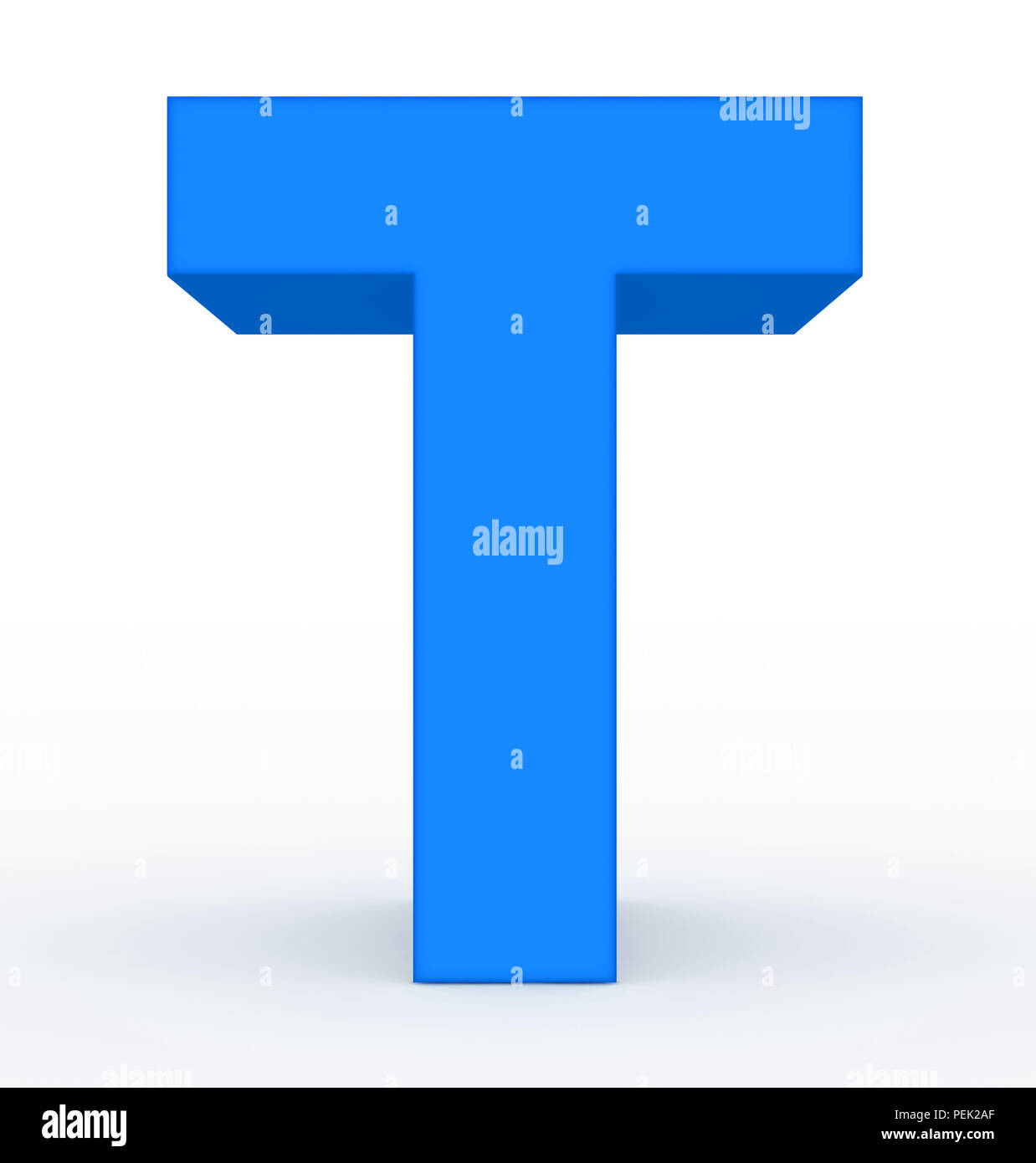 Letra T 3d aislado en blanco azul - 3D rendering Foto de stock