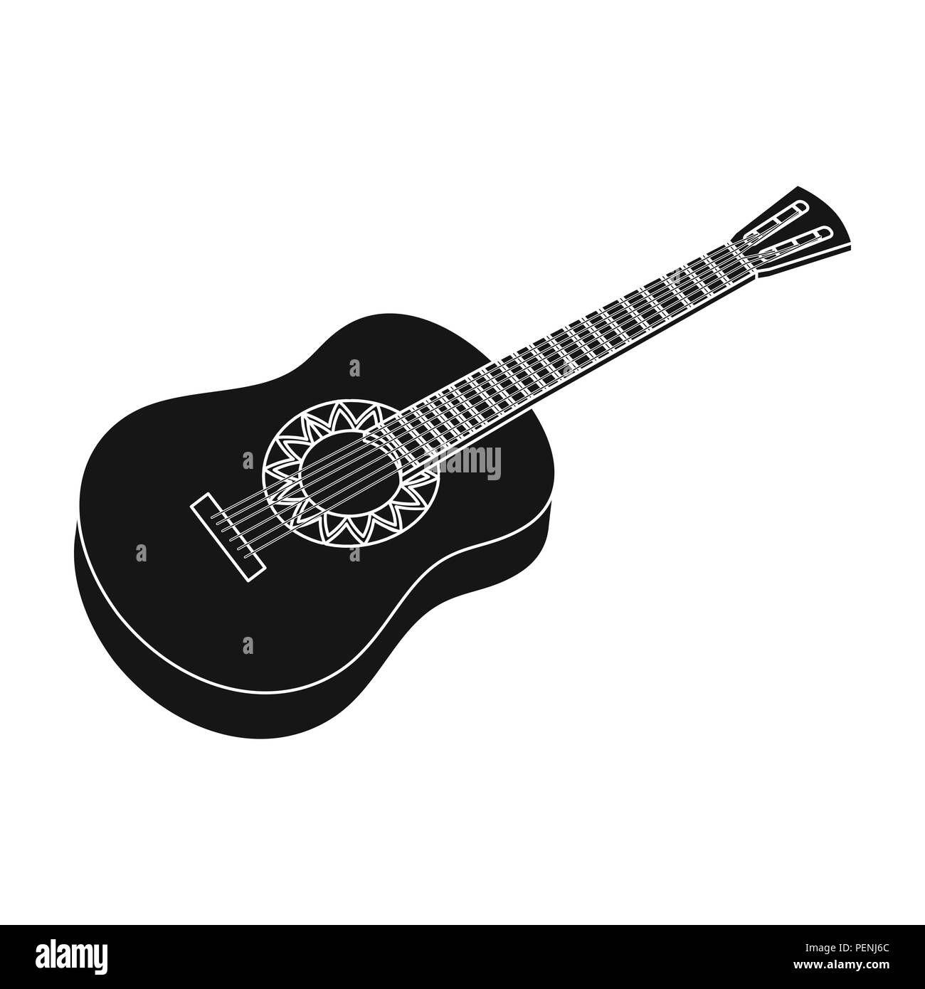 Guitarra acústica mexicana icono en negro estilo aislado sobre fondo  blanco. México país símbolo ilustración vectorial Imagen Vector de stock -  Alamy