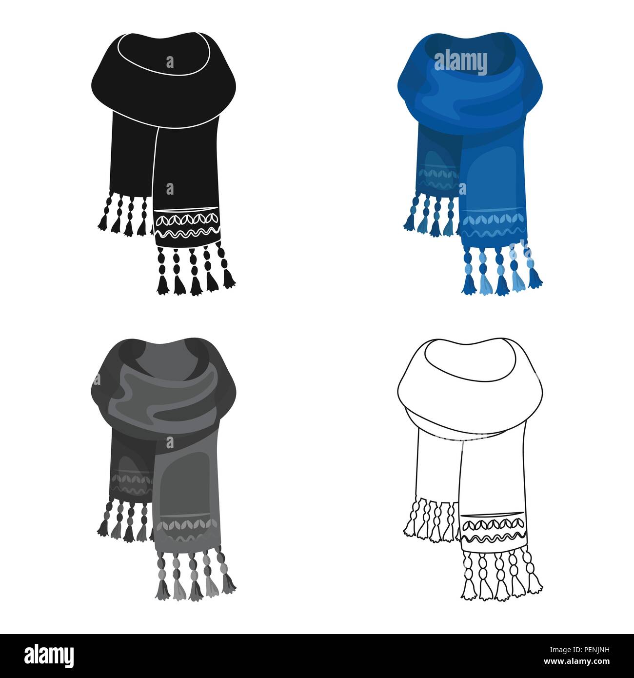 Bufanda de fieltro azul con hermosos patrones.Pañuelos y Bufandas único  icono en el estilo de dibujos animados de símbolos vectoriales ilustración  web de stock Imagen Vector de stock - Alamy