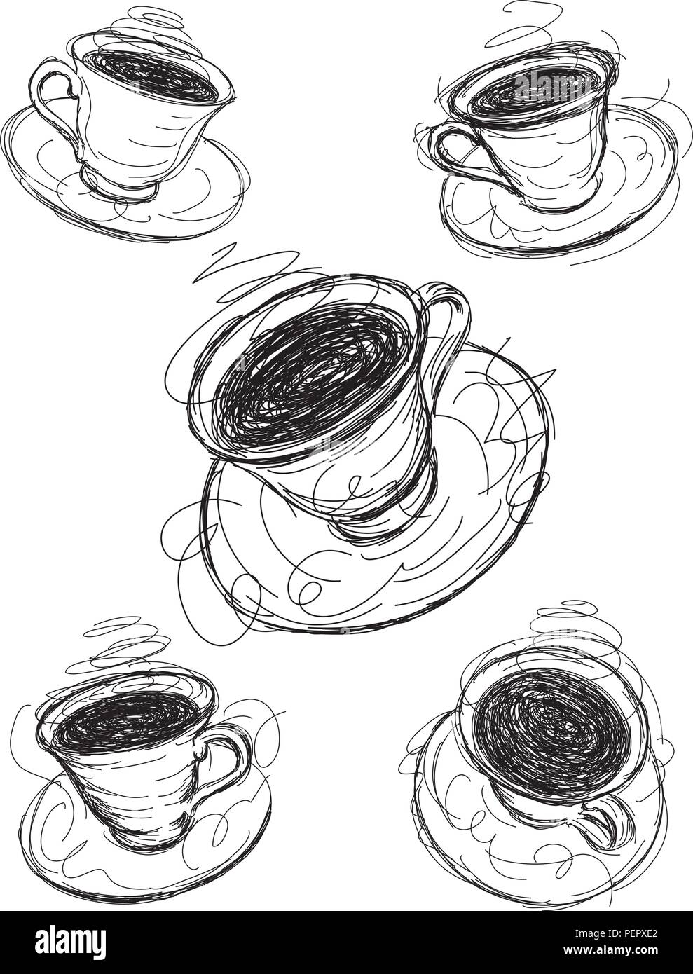 Bocetos de la taza de café Ilustración del Vector