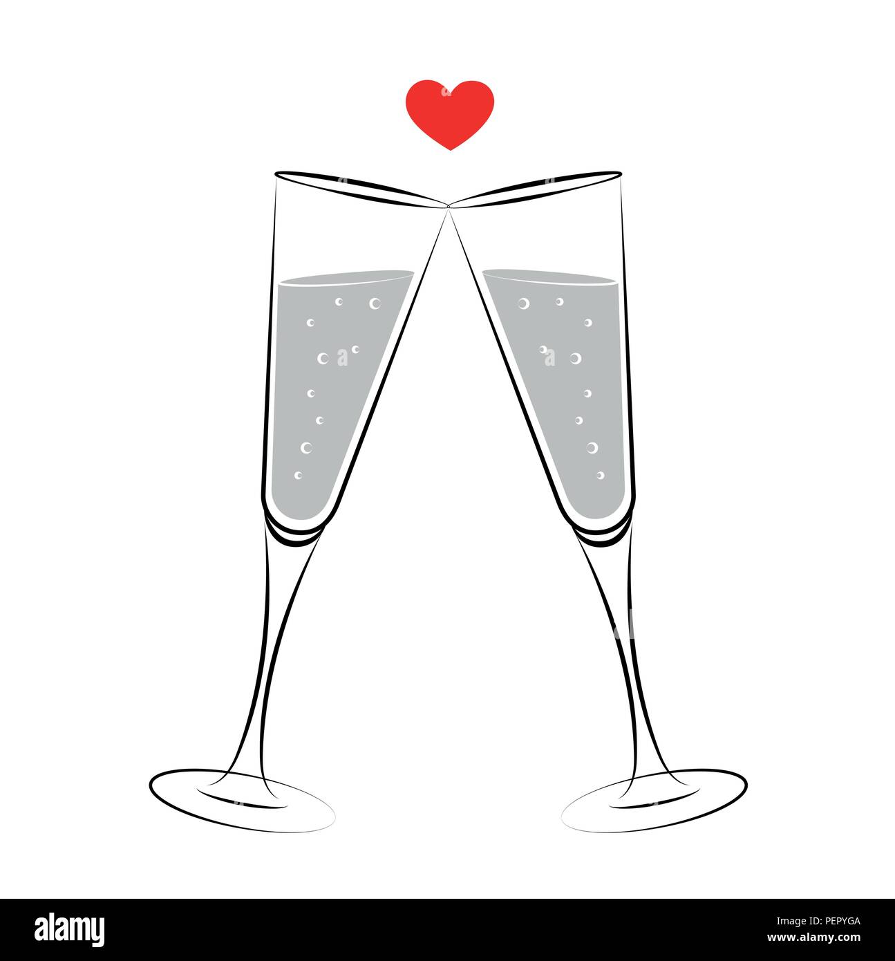 Dos Copas De Champagne Ilustración Del Vector De La Silueta Ilustraciones  svg, vectoriales, clip art vectorizado libre de derechos. Image 63587464