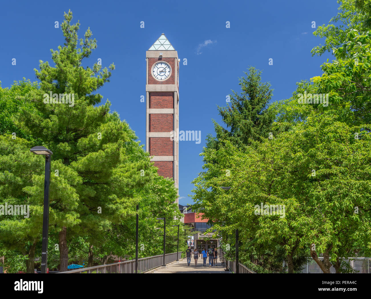 LOUISVILLE, KY/EE.UU. Junio 3, 2018: Swain Centro de actividades estudiantiles y de la torre en el campus de la Universidad de Lousville. Foto de stock