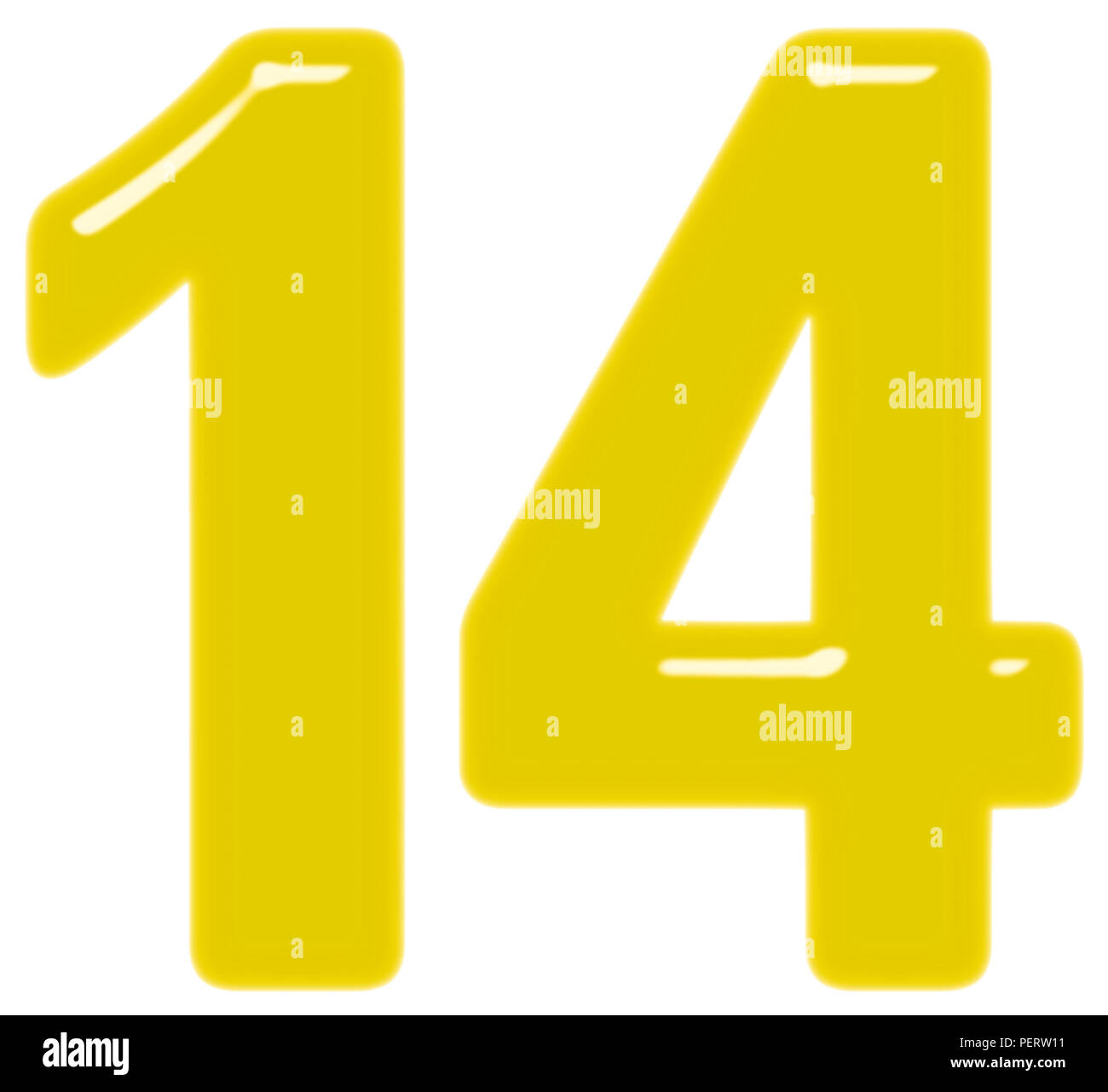 14, numeral 14, aislado sobre fondo blanco, 3D Render Fotografía de ...